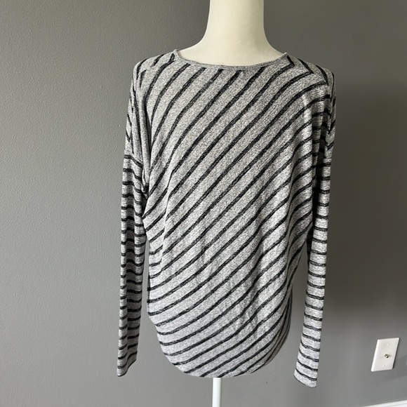 Rag & Bone Gray Black Stripe Hudson V Neck Sweater Top - Picture 7 of 13